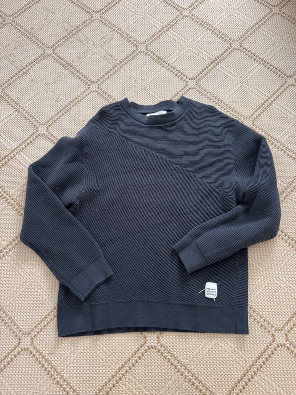 Men's Textured Crewneck Sweater in Dark Navy